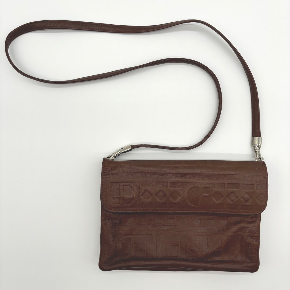 Due Fratelli Genuine Leather Embossed‎ Brown Crossbody Bag Made in Canada